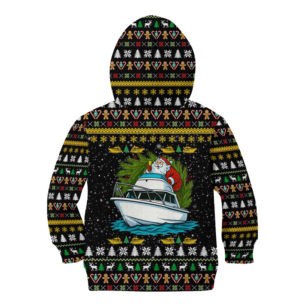 Santa On A Boat Christmas Kid Hoodie Xmas Holiday Patterns - Wonder Print Shop