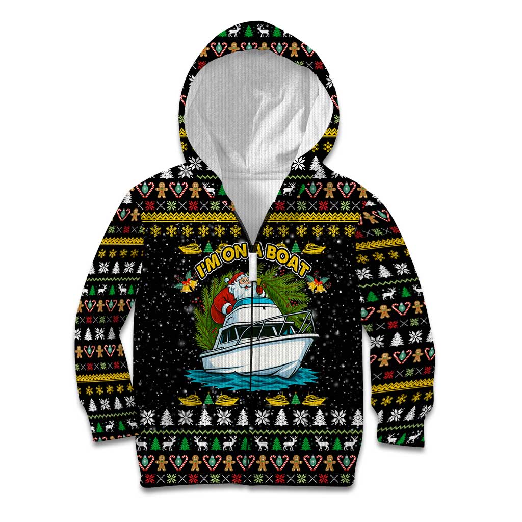 Santa On A Boat Christmas Kid Hoodie Xmas Holiday Patterns - Wonder Print Shop