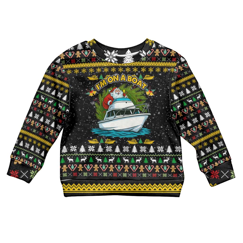 Santa On A Boat Christmas Kid Ugly Christmas Sweater Xmas Holiday Patterns - Wonder Print Shop