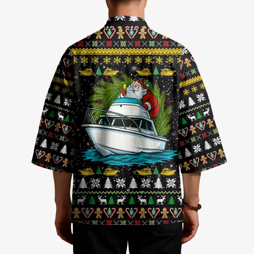 Santa On A Boat Christmas Kimono Xmas Holiday Patterns - Wonder Print Shop