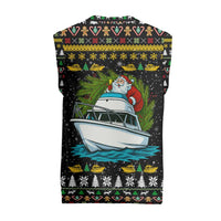 Santa On A Boat Christmas Knitted V-Neck Vest Xmas Holiday Patterns - Wonder Print Shop