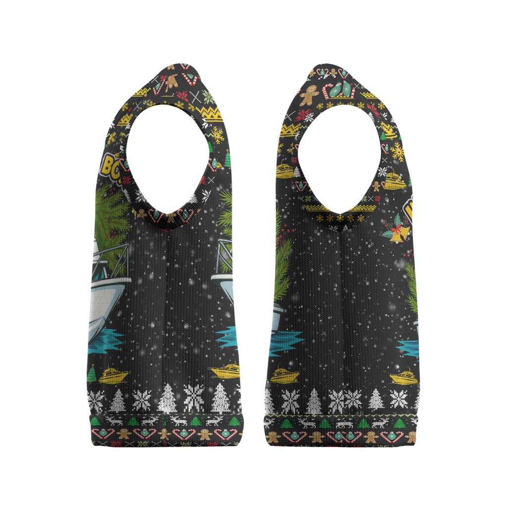 Santa On A Boat Christmas Knitted V-Neck Vest Xmas Holiday Patterns - Wonder Print Shop