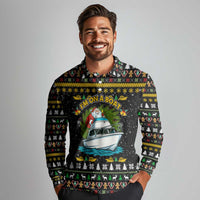 Santa On A Boat Christmas Long Sleeve Polo Shirt Xmas Holiday Patterns - Wonder Print Shop