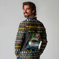 Santa On A Boat Christmas Long Sleeve Polo Shirt Xmas Holiday Patterns - Wonder Print Shop