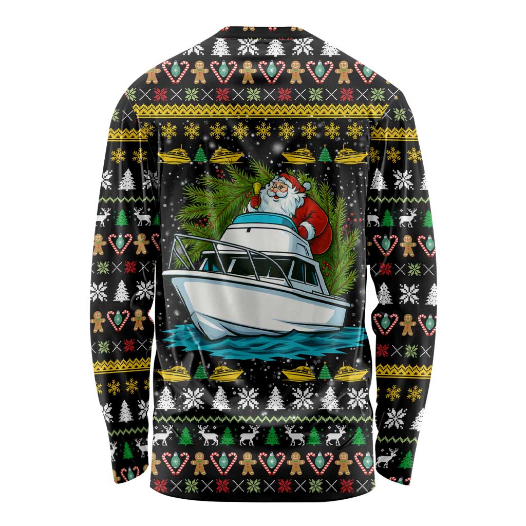 Santa On A Boat Christmas Long Sleeve Shirt Xmas Holiday Patterns - Wonder Print Shop