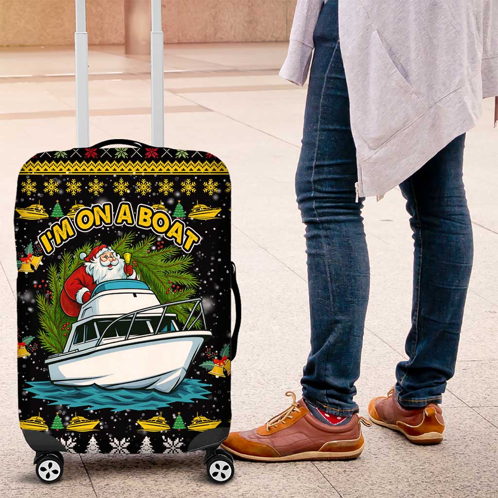 Santa On A Boat Christmas Luggage Cover Xmas Holiday Patterns - Wonder Print Shop