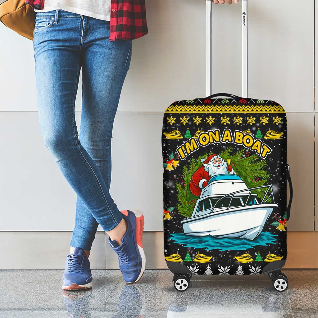 Santa On A Boat Christmas Luggage Cover Xmas Holiday Patterns - Wonder Print Shop
