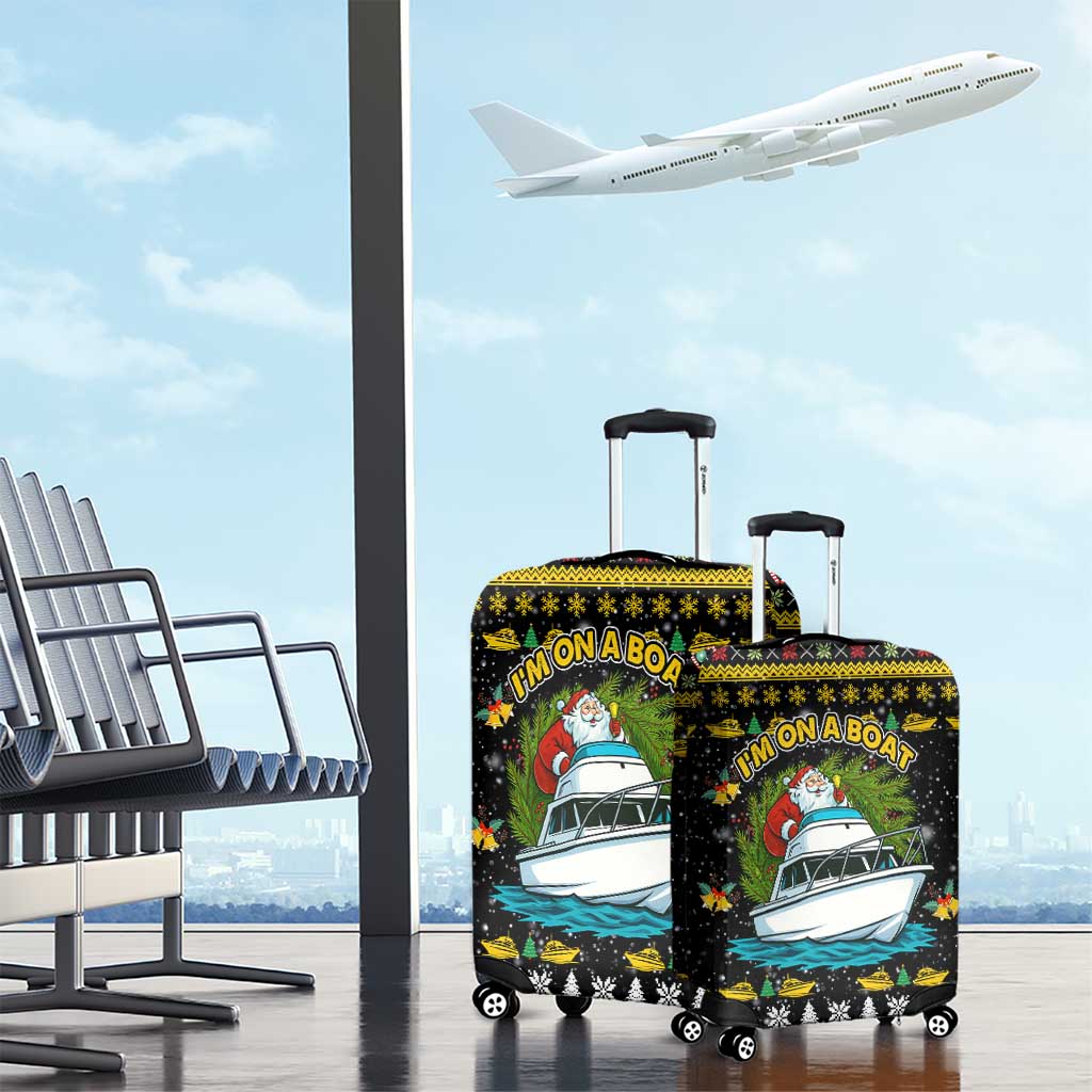 Santa On A Boat Christmas Luggage Cover Xmas Holiday Patterns - Wonder Print Shop