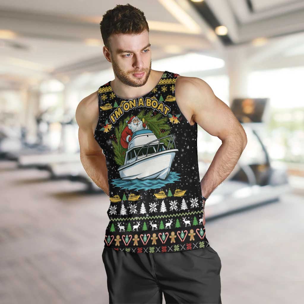 Santa On A Boat Christmas Men Tank Top Xmas Holiday Patterns - Wonder Print Shop