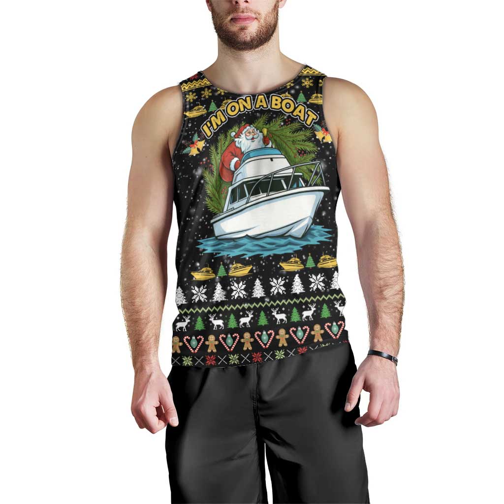 Santa On A Boat Christmas Men Tank Top Xmas Holiday Patterns - Wonder Print Shop