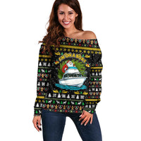 Santa On A Boat Christmas Off Shoulder Sweater Xmas Holiday Patterns - Wonder Print Shop
