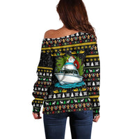 Santa On A Boat Christmas Off Shoulder Sweater Xmas Holiday Patterns - Wonder Print Shop