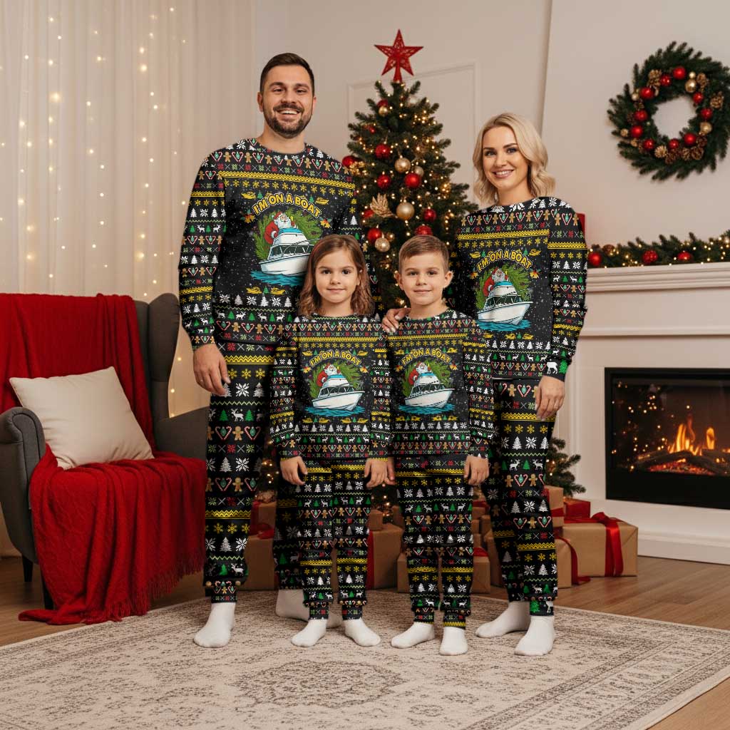 Santa On A Boat Christmas Pajama Set Xmas Holiday Patterns - Wonder Print Shop