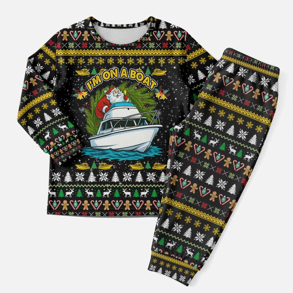 Santa On A Boat Christmas Pajama Set Xmas Holiday Patterns - Wonder Print Shop
