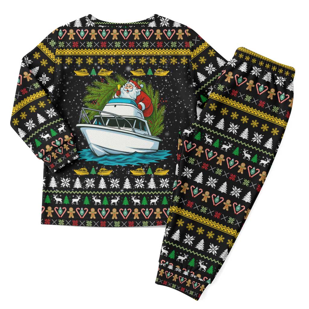 Santa On A Boat Christmas Pajama Set Xmas Holiday Patterns - Wonder Print Shop
