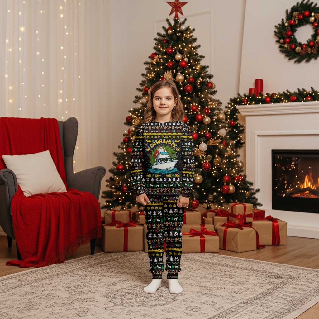 Santa On A Boat Christmas Pajama Set Xmas Holiday Patterns - Wonder Print Shop
