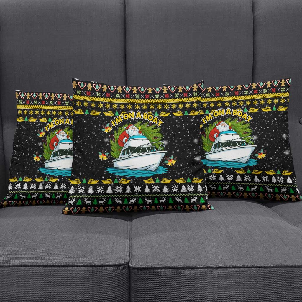 Santa On A Boat Christmas Pillow Cover Xmas Holiday Patterns - Wonder Print Shop