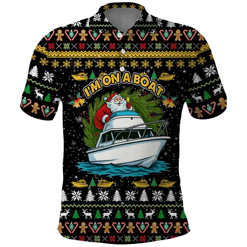 Santa On A Boat Christmas Polo Shirt Xmas Holiday Patterns - Wonder Print Shop