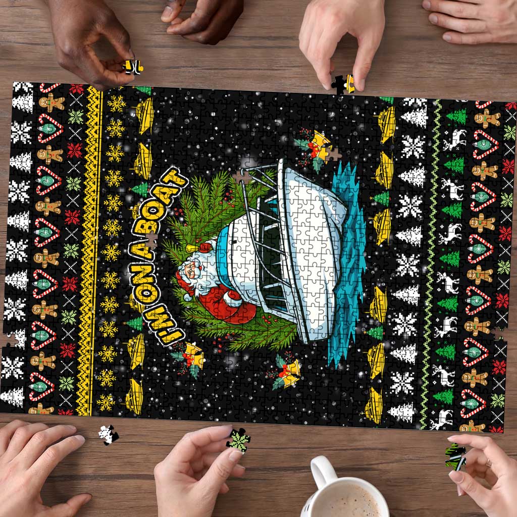 Santa On A Boat Christmas Puzzle Xmas Holiday Patterns - Wonder Print Shop