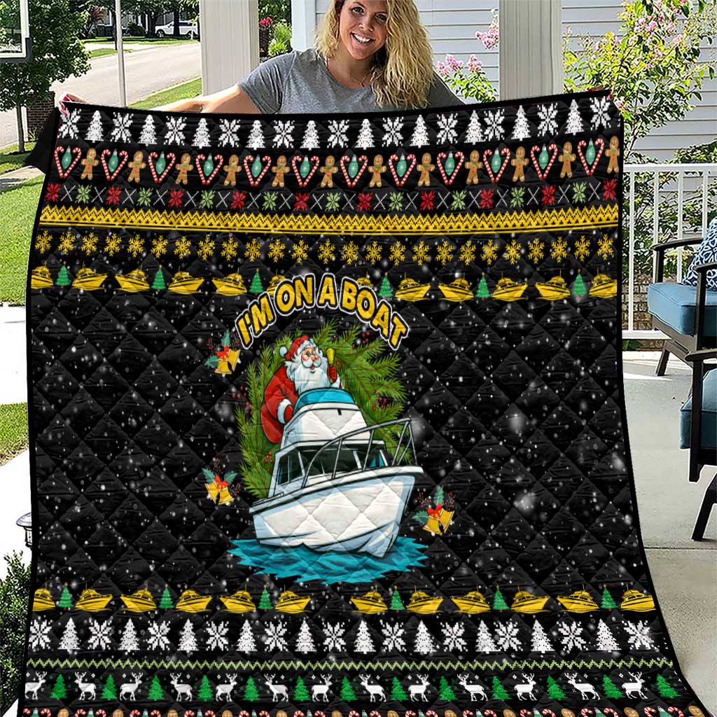 Santa On A Boat Christmas Quilt Xmas Holiday Patterns - Wonder Print Shop