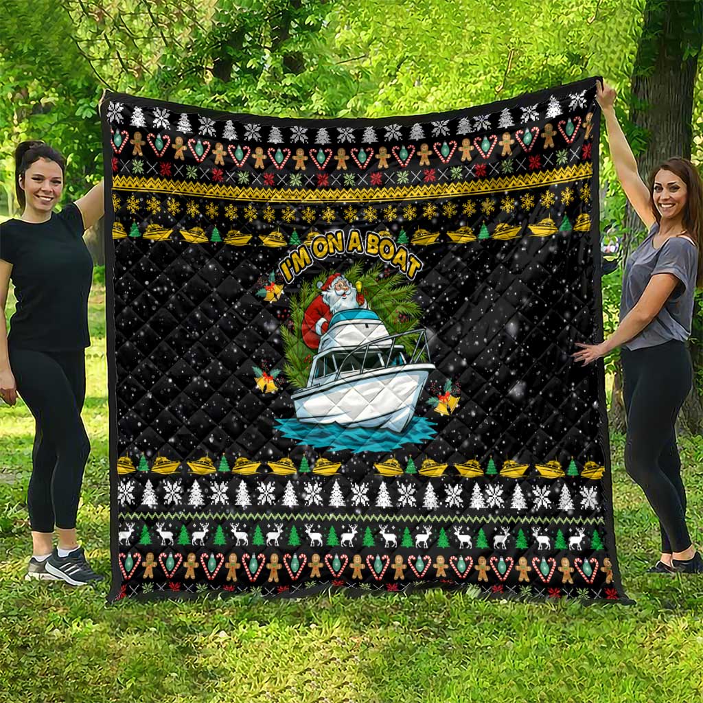 Santa On A Boat Christmas Quilt Xmas Holiday Patterns - Wonder Print Shop