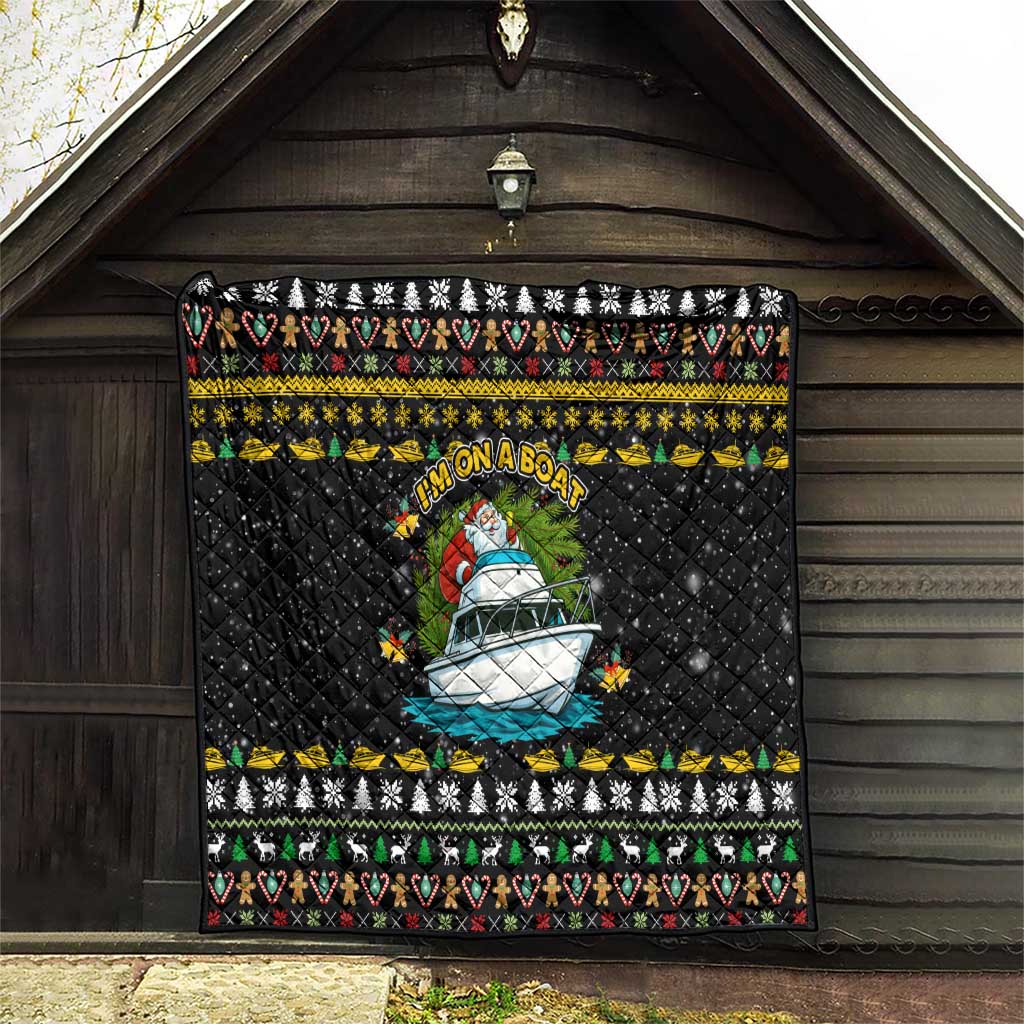 Santa On A Boat Christmas Quilt Xmas Holiday Patterns - Wonder Print Shop