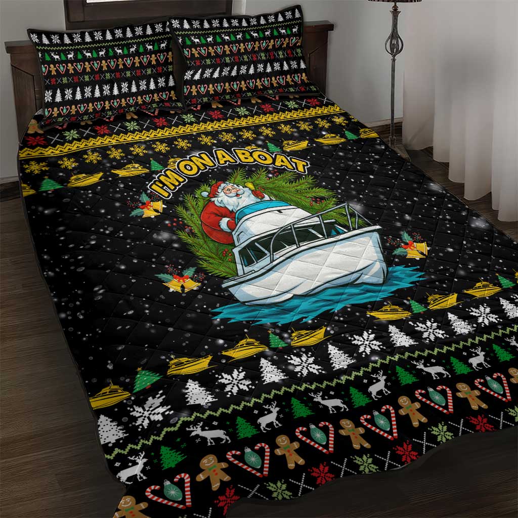 Santa On A Boat Christmas Quilt Bed Set Xmas Holiday Patterns - Wonder Print Shop