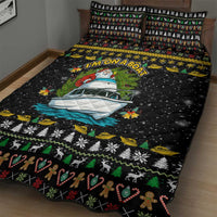 Santa On A Boat Christmas Quilt Bed Set Xmas Holiday Patterns - Wonder Print Shop