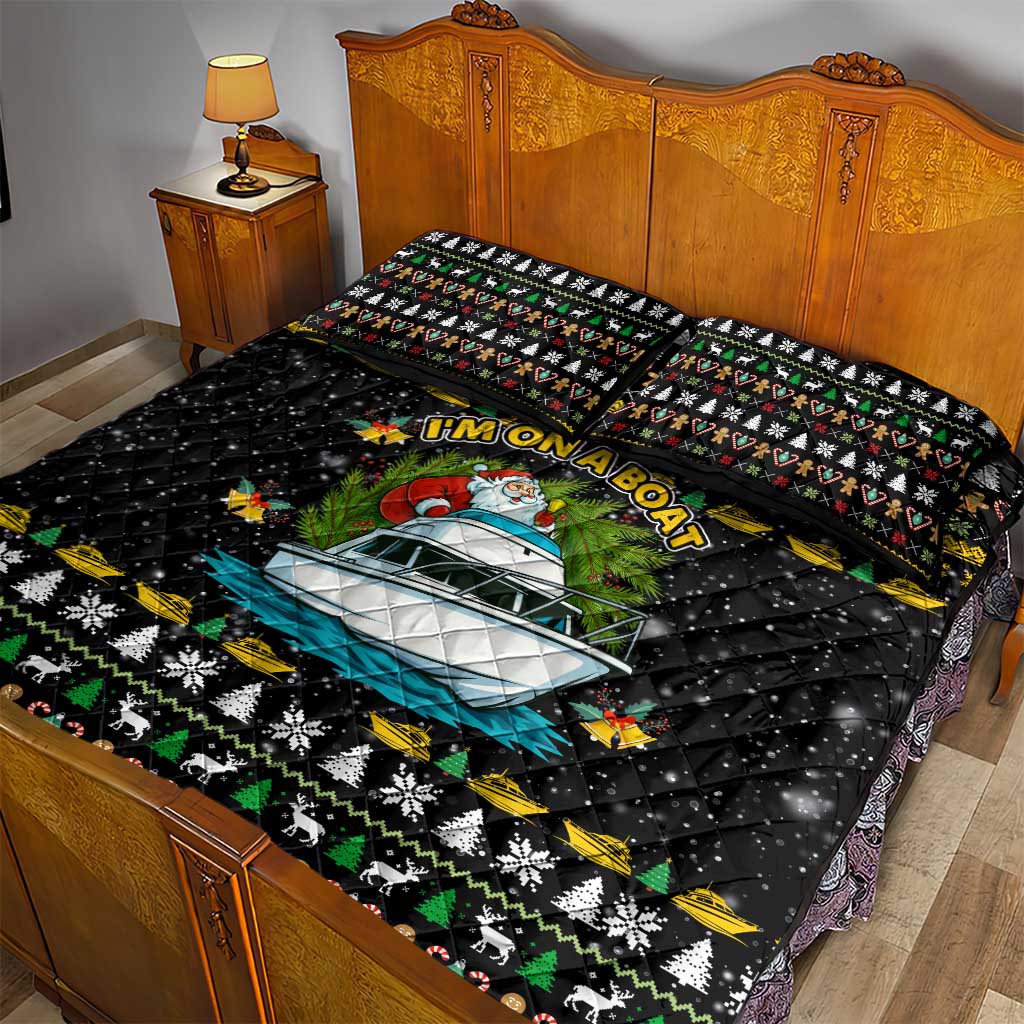 Santa On A Boat Christmas Quilt Bed Set Xmas Holiday Patterns - Wonder Print Shop