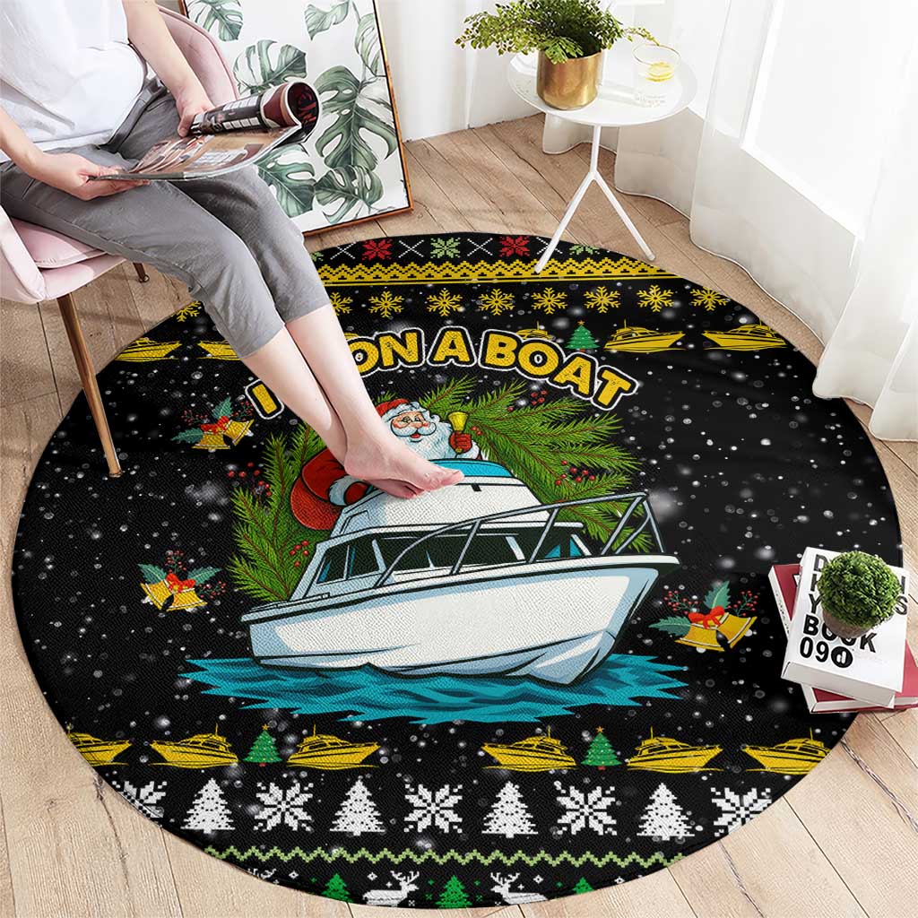 Santa On A Boat Christmas Round Carpet Xmas Holiday Patterns - Wonder Print Shop
