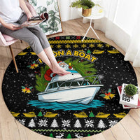 Santa On A Boat Christmas Round Carpet Xmas Holiday Patterns - Wonder Print Shop