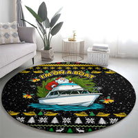 Santa On A Boat Christmas Round Carpet Xmas Holiday Patterns - Wonder Print Shop