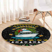 Santa On A Boat Christmas Round Carpet Xmas Holiday Patterns - Wonder Print Shop