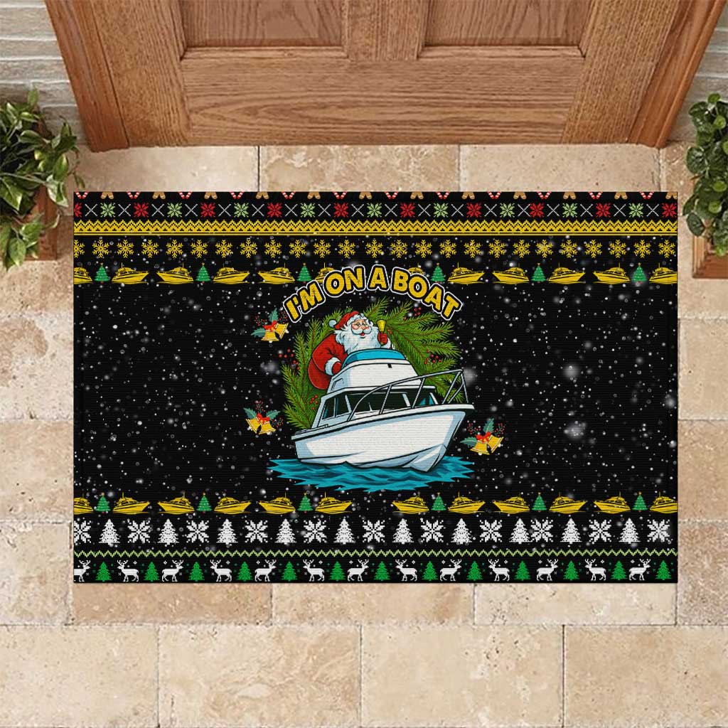 Santa On A Boat Christmas Rubber Doormat Xmas Holiday Patterns - Wonder Print Shop