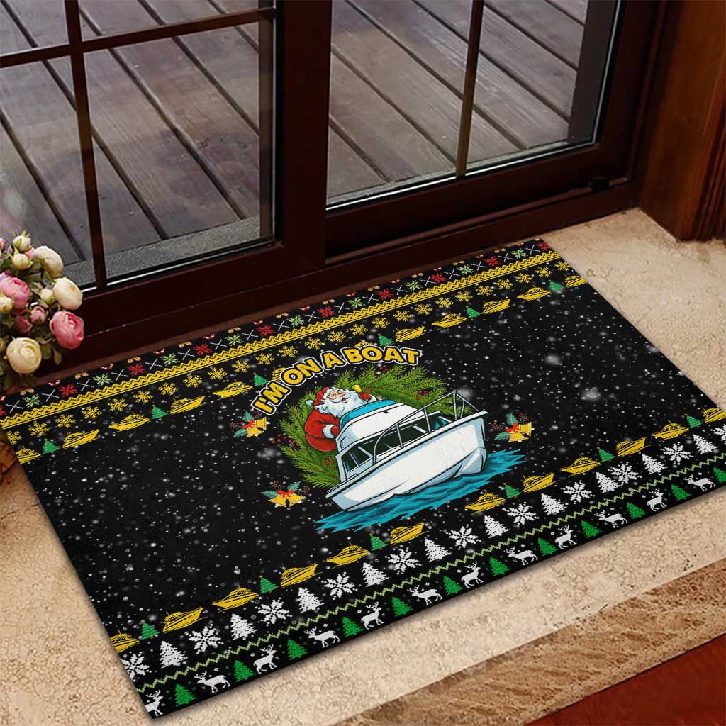Santa On A Boat Christmas Rubber Doormat Xmas Holiday Patterns - Wonder Print Shop