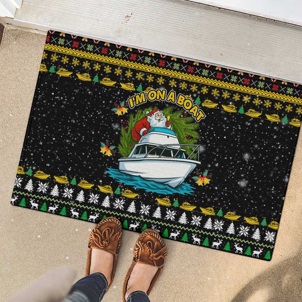 Santa On A Boat Christmas Rubber Doormat Xmas Holiday Patterns - Wonder Print Shop