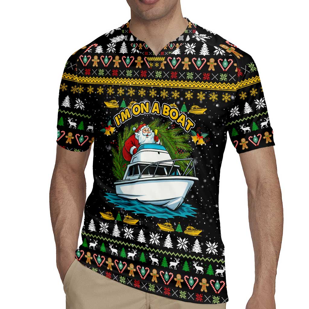 Santa On A Boat Christmas Rugby Jersey Xmas Holiday Patterns - Wonder Print Shop