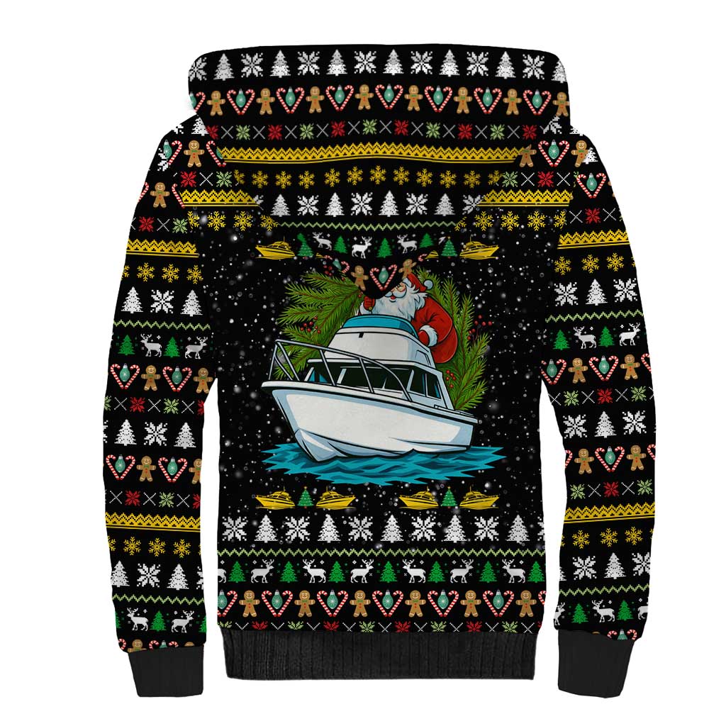 Santa On A Boat Christmas Sherpa Hoodie Xmas Holiday Patterns - Wonder Print Shop