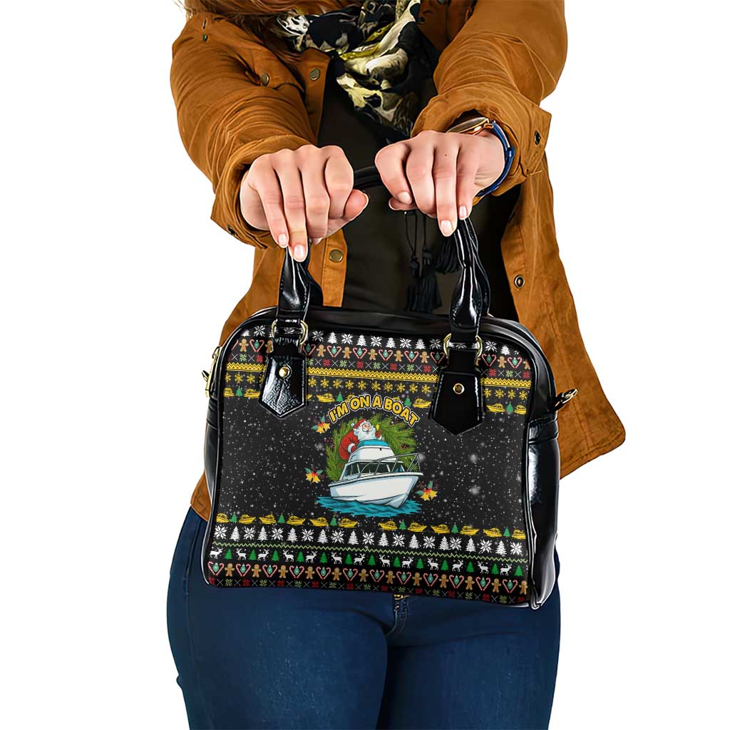 Santa On A Boat Christmas Shoulder Handbag Xmas Holiday Patterns - Wonder Print Shop