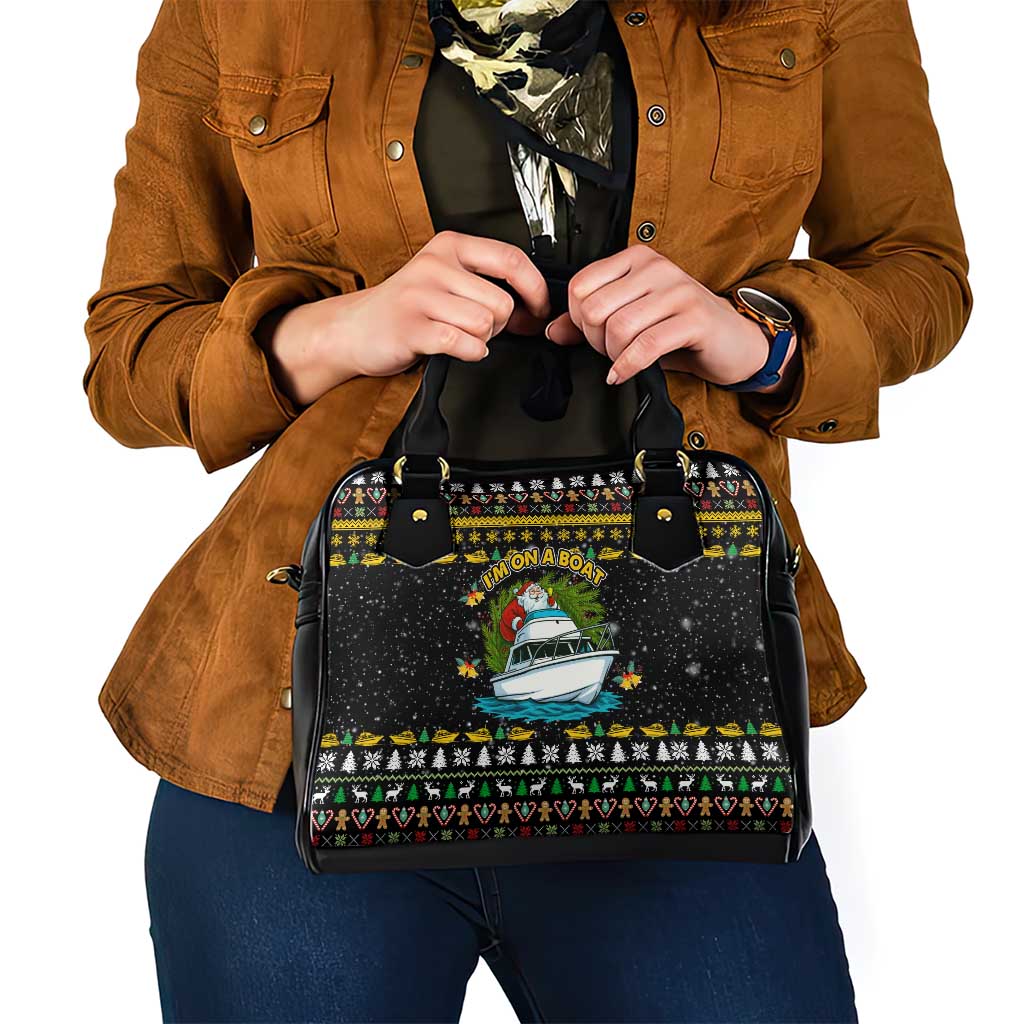 Santa On A Boat Christmas Shoulder Handbag Xmas Holiday Patterns - Wonder Print Shop