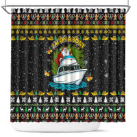 Santa On A Boat Christmas Shower Curtain Xmas Holiday Patterns - Wonder Print Shop