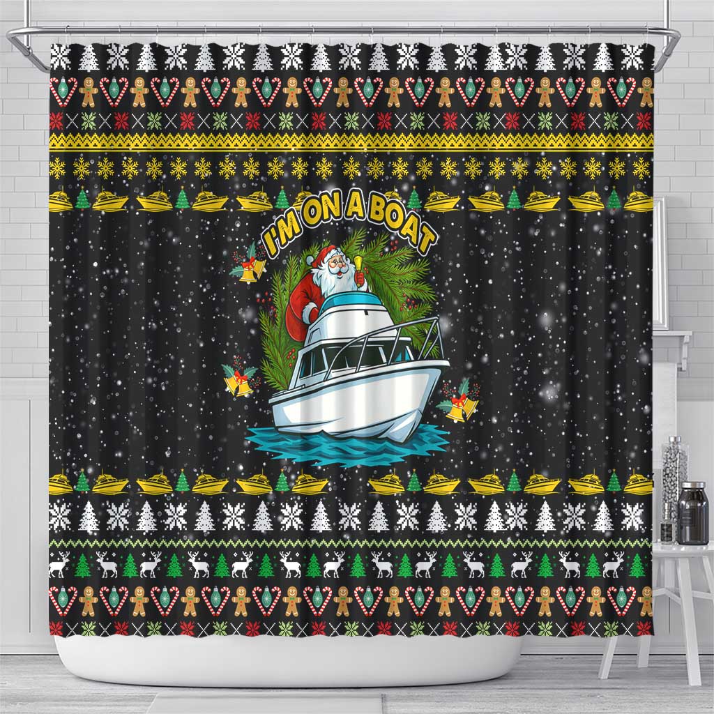 Santa On A Boat Christmas Shower Curtain Xmas Holiday Patterns - Wonder Print Shop