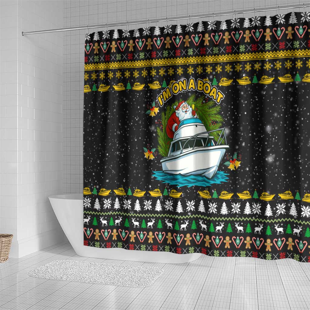 Santa On A Boat Christmas Shower Curtain Xmas Holiday Patterns - Wonder Print Shop