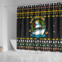 Santa On A Boat Christmas Shower Curtain Xmas Holiday Patterns - Wonder Print Shop