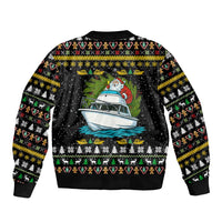 Santa On A Boat Christmas Sleeve Zip Bomber Jacket Xmas Holiday Patterns - Wonder Print Shop