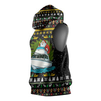 Santa On A Boat Christmas Sleeveless Hoodie Xmas Holiday Patterns - Wonder Print Shop