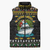 Santa On A Boat Christmas Sleeveless Puffer Jacket Xmas Holiday Patterns - Wonder Print Shop