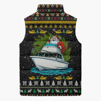 Santa On A Boat Christmas Sleeveless Puffer Jacket Xmas Holiday Patterns - Wonder Print Shop