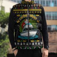 Santa On A Boat Christmas Sleeveless Puffer Jacket Xmas Holiday Patterns - Wonder Print Shop