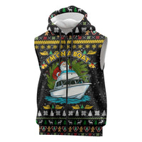 Santa On A Boat Christmas Sleeveless Zip Hoodie Xmas Holiday Patterns - Wonder Print Shop